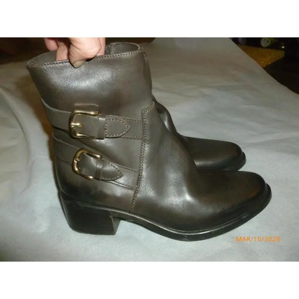 NWOB NEW Emanuele‎ Crasto Brown Leather Made in Italy Ankle Boots sz 38 US 7.5